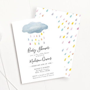 Convite Chá de fraldas de Aquarela da Nuvem Rainbow Rain