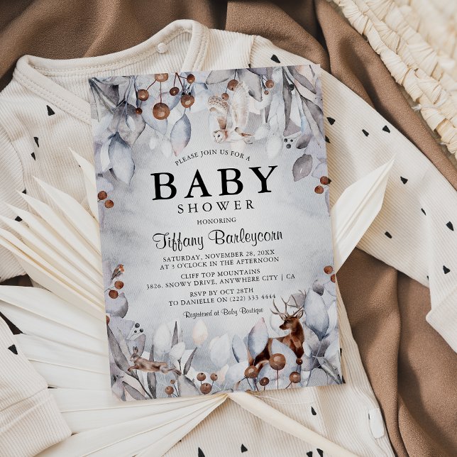 Convite Chá de fraldas de Aquarela de Animais da Floresta  (Criador carregado)