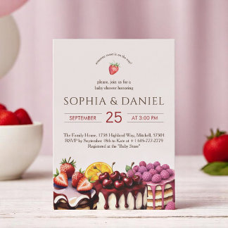 Convite Chá de fraldas de Aquarela de Bolos Doce