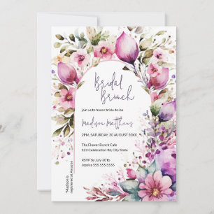 Convite Chá de fraldas de Aquarela de Bridal Floral Brunch