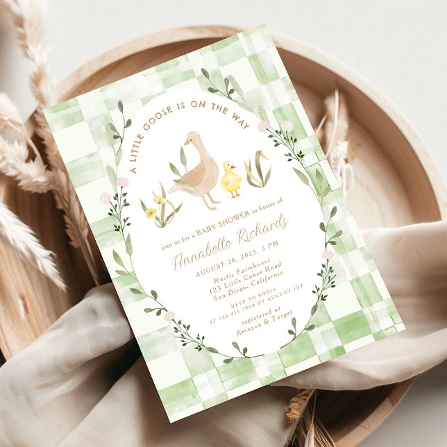 Convite Chá de fraldas de Aquarela de Ganso de Pequeno Bob (Criador carregado)