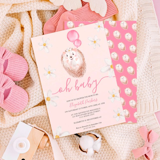 Convite Chá de fraldas de aquarela de ourivesaria-dourada (Criador carregado)