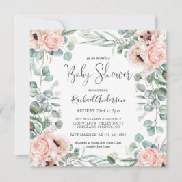 Convite Chá de fraldas de Aquarela de Pastel Suave
