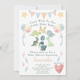 Convite Chá de fraldas de Aquarela do Dinossauro Cento