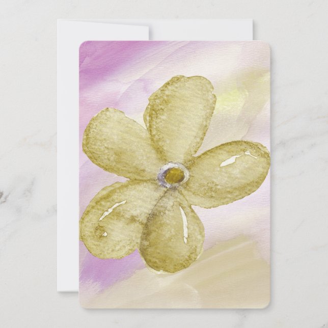 Convite Chá de fraldas de Aquarela Dourada (Frente)