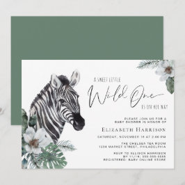 Convite Chá de fraldas de Aquarela Floral Boho Zebra