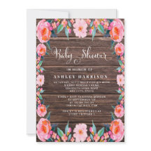 Chá de fraldas de Aquarela Floral Rosa-Rosa-Madeir