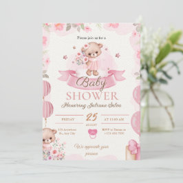 Convite Chá de fraldas de Aquarela Rosa