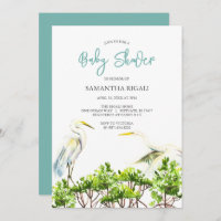 chá de fraldas de aquarela White Heron Mangroves