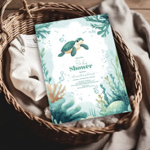 Chá de fraldas de Aquarelas da Tartaruga do Mar do