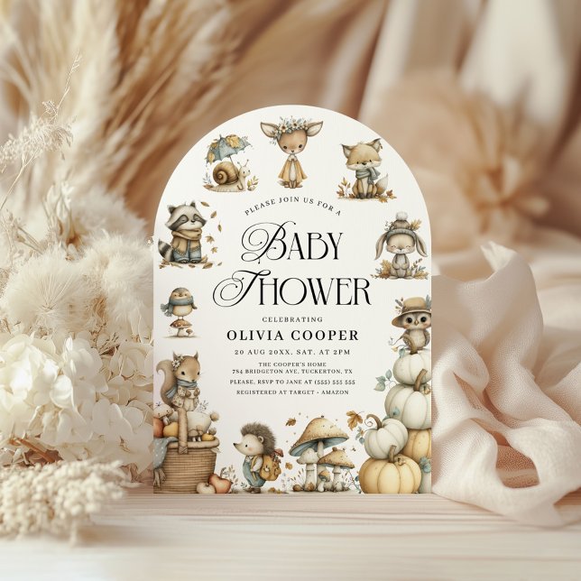 Convite Chá de fraldas de Aquarelas de Animais da Floresta (Criador carregado)