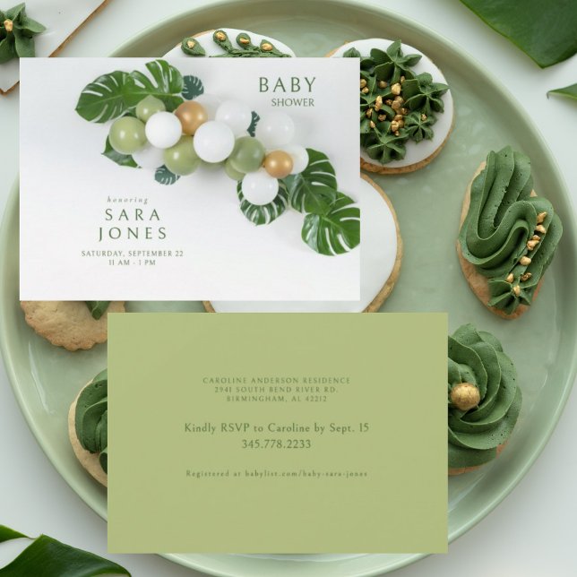 Convite Chá de fraldas de arco neutro verde do balão (Criador carregado)