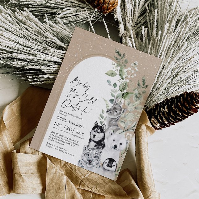 Convite Chá de fraldas de Arco Neve de Inverno (Criador carregado)