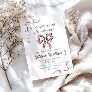 Convite Chá de fraldas de Arco rosa colchete desenhado à m