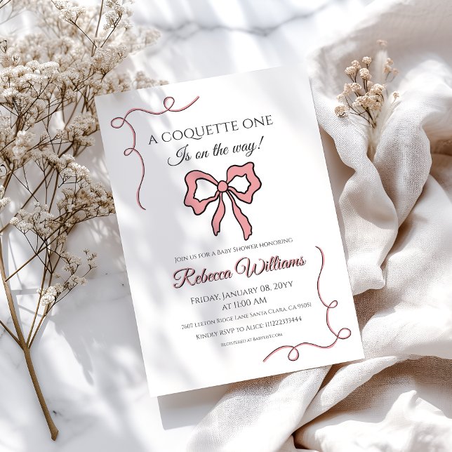 Convite Chá de fraldas de Arco rosa colchete desenhado à m (Criador carregado)