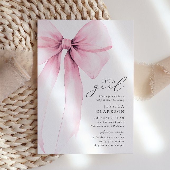 Convite Chá de fraldas de Arco Rosa Grande Coquette (Criador carregado)