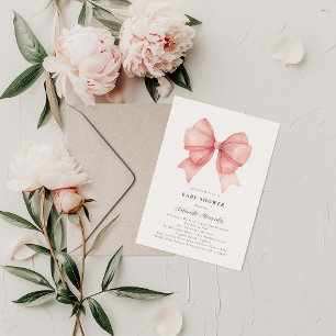 Convite Chá de fraldas de Arco Rosa Moderno Coquette Girl