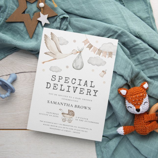 Convite Chá de fraldas de Armazenamento de Entrega Especia (Criador carregado)