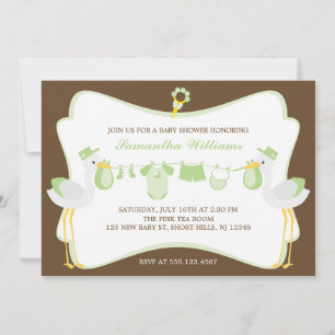 Convite Chá de fraldas de Armazenamento Verde de Entrega 