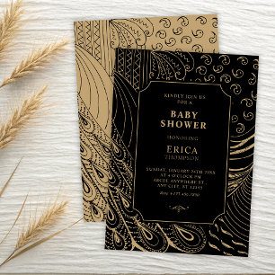 Convite Chá de fraldas de arte de enfeite