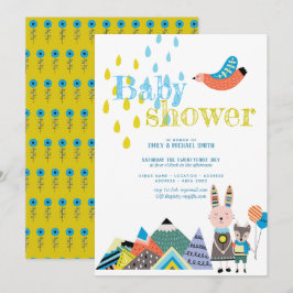 Convite Chá de fraldas de Arte Foliar de inverno convida E