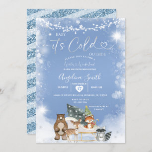 Convite Chá de fraldas de Árvore Branca em Floco de Neve