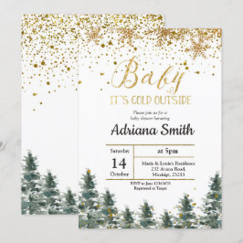Convite Chá de fraldas de Árvore de Natal no inverno
