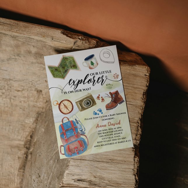 Convite chá de fraldas de aventura do explorador de aquare (Criador carregado)