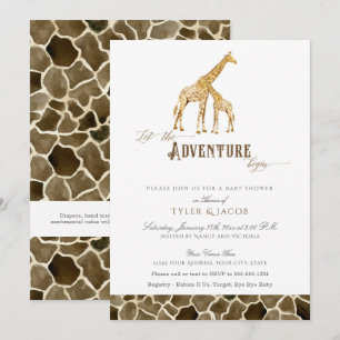 Convite Chá de fraldas de Aventura Safari Girafas Safari