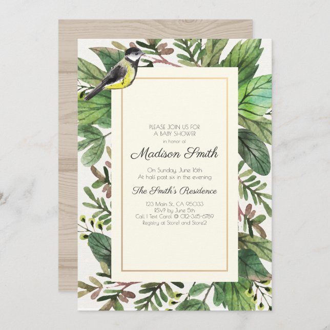 Convite Chá de fraldas de aves de capoeira de granulação v (Frente/Verso)