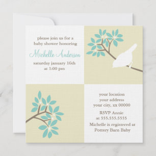 Convite Chá de fraldas de Aves Elegantes