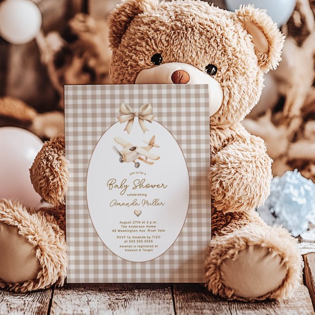 Convite Chá de fraldas de avião Boho (Criador carregado)