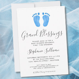 Convite Chá de fraldas de Avó Azul de Pé-Bebê