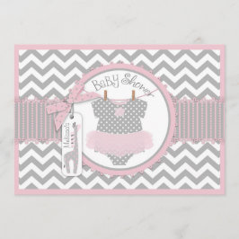 Convite Chá de fraldas de Baby Girl Tutu Chevron Giraffe
