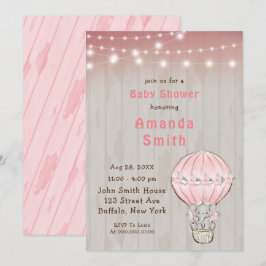 Convite Chá de fraldas de Balão de Ar Quente de Elefante C