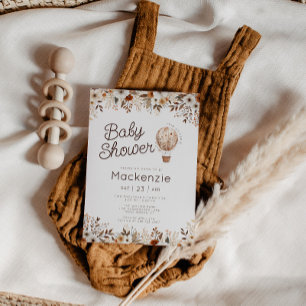 Convite Chá de fraldas de Balão de Ar Quente Floral