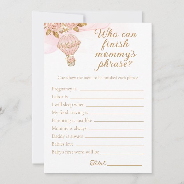 Convite Chá de fraldas De Balão De Ar Quente Termina A Fra (Frente)