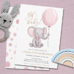 Convite Chá de fraldas de Balão de Elefante Bonito<br><div class="desc">Você está procurando por lindas ideias de tema de chá de fraldas para uma mamãe a ser de uma menina? Confira este convite para Chá de fraldas de uma garota elefante rosa-branca. Apresenta um elefante de aquarela fofo com um balão cor-de-rosa. No verso, você encontra um padrão pontilhado de aquarela...</div>