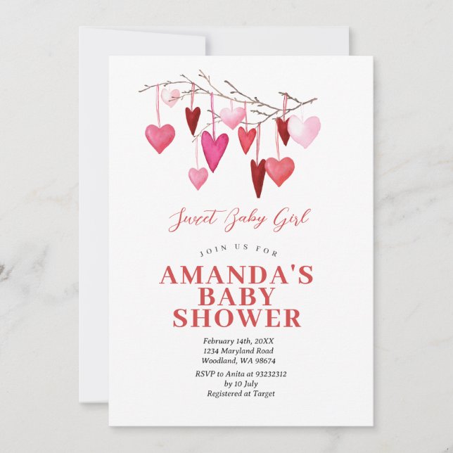 Convite Chá de fraldas de Balão Namorados de Garota Doce (Frente)