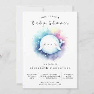 Convite Chá de fraldas de Baleia Personalizada Boho
