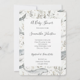 Convite Chá de fraldas de Baleias Cinzas Oceânicas