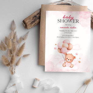 Convite Chá de fraldas de Ballons Cujos Bebês são Rosa