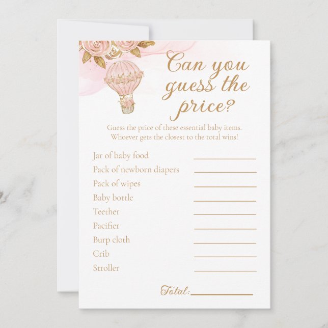 Convite Chá de fraldas De Balões De Ar Quente Adivinha Ati (Frente)