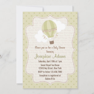 Convite Chá de fraldas de Balões de Ar Quente Verde de Con
