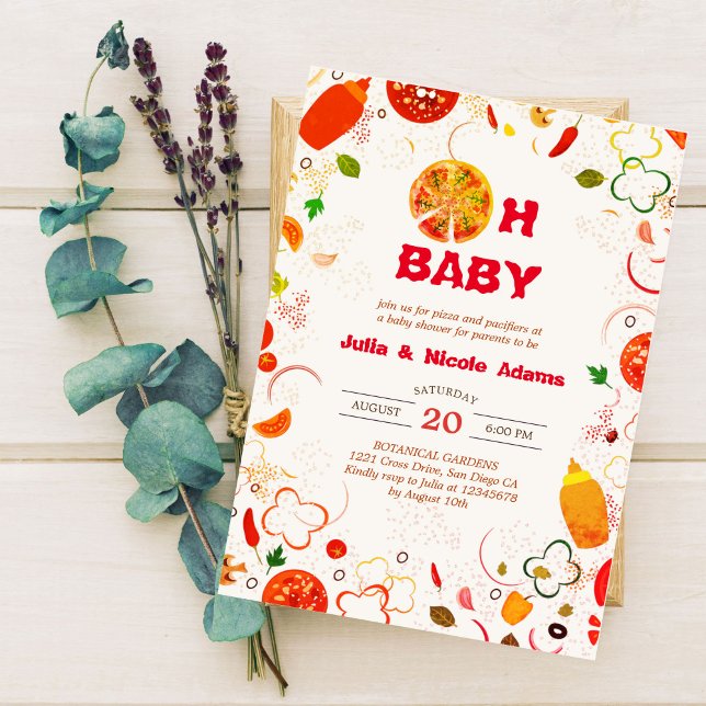 Convite Chá de fraldas de Barbeque de Pizza e Pacificadore (Criador carregado)