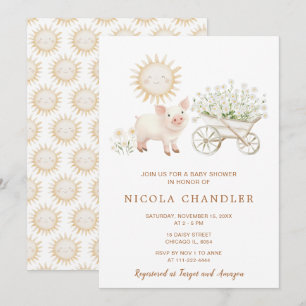 Convite Chá de fraldas De Barras De Roda De Suíno Cujo