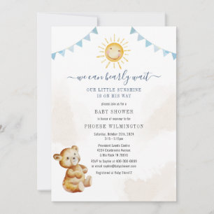 Convite Chá de fraldas de Bear e Sunshine Watercolor Boys