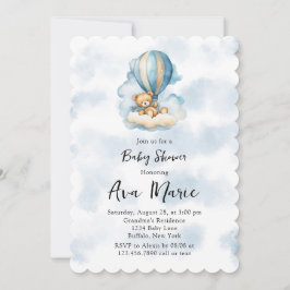 Convite Chá de fraldas de Bear Quente-Ar Balão-de-Ar