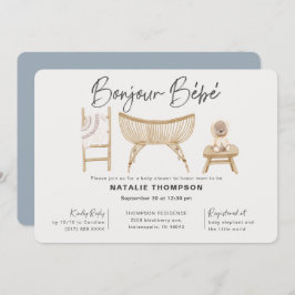 Convite Chá de fraldas de Bebe Blue Boy Bonjour