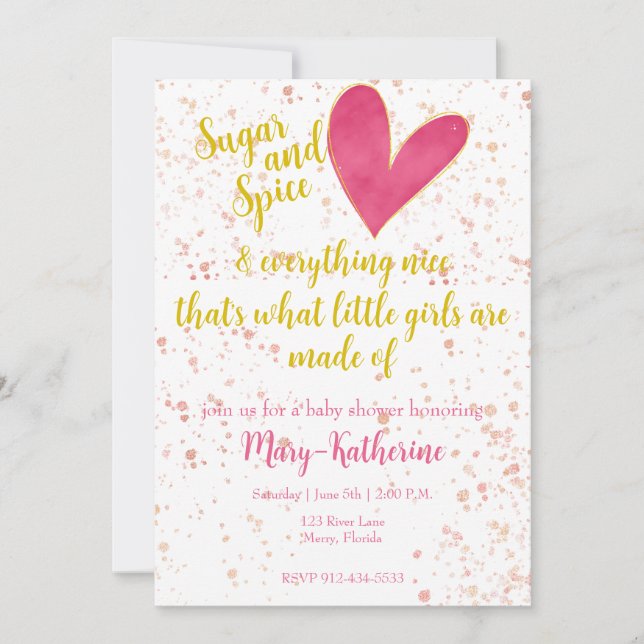 Convite Chá de fraldas de Bebê de Açúcar e Especiaria (Frente)